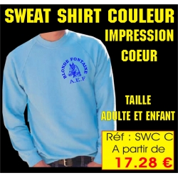 Réf. SWC C- SWEAT SHIRT COULEUR ADULTE - 1 couleur sur le COEUR